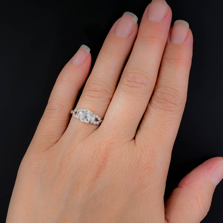Art Deco 1.36 Carat Diamond Engagement Ring 1