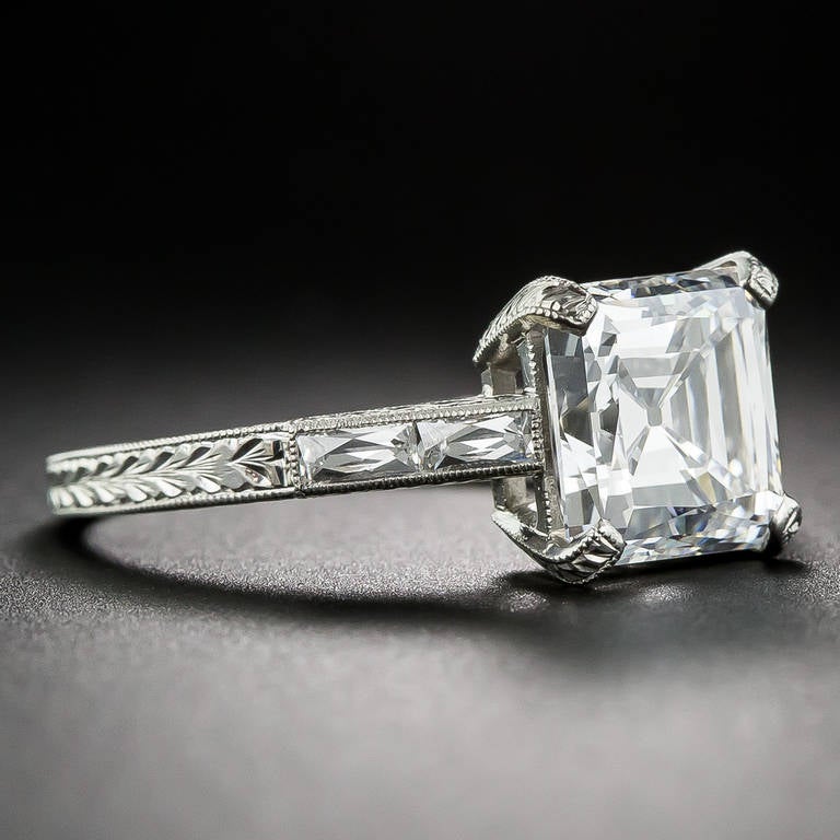 Simply put - the finest of its kind. A perfect, and perfectly unique and stunning, vintage diamond dating from the early-twentieth century. A 'D' color - 'Internally Flawless' early square emerald-cut Golconda Diamond, weighing 2.84