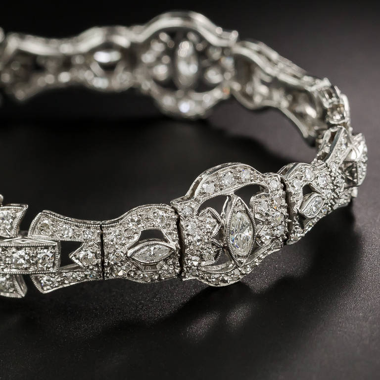 Art Deco Diamond Platinum Bracelet signed C.D. Gunnell In Excellent Condition For Sale In San Francisco, CA