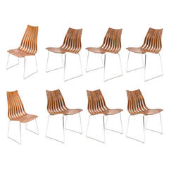 Set of Eight Rosewood Dining Chairs Designed by Hans Brattrud for Hove Mobler