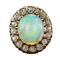 Antique Victorian Opal Diamond Cluster Ring
