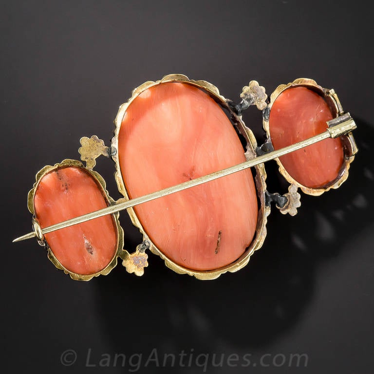 Antique Victorian Coral Cameo Jewelry Suite For Sale 2