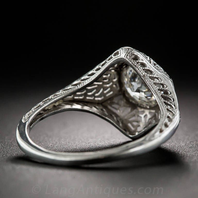 .90 Carat Diamond Platinum Art Deco Engagement Ring For Sale 1