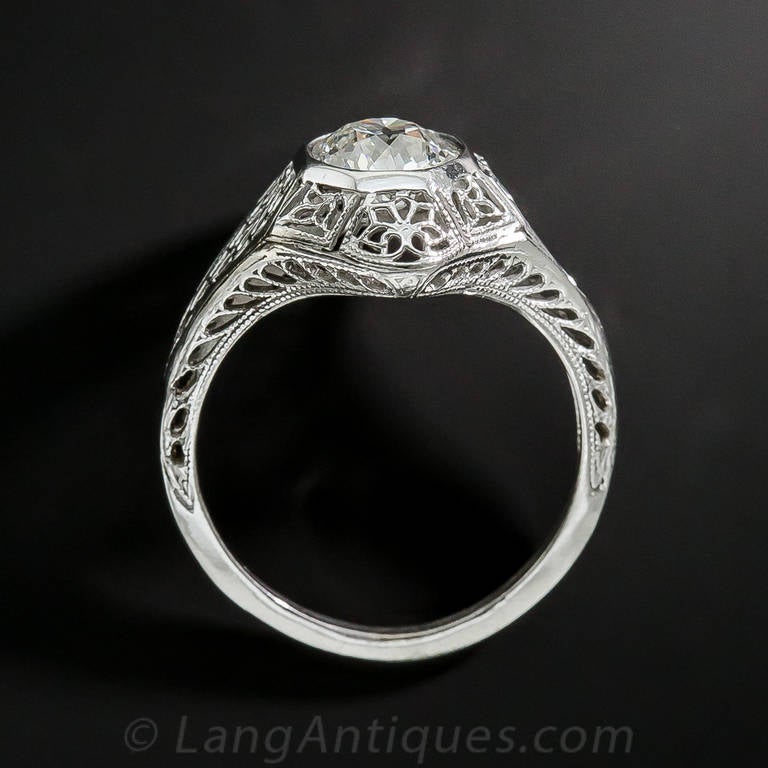 .90 Carat Diamond Platinum Art Deco Engagement Ring For Sale 2