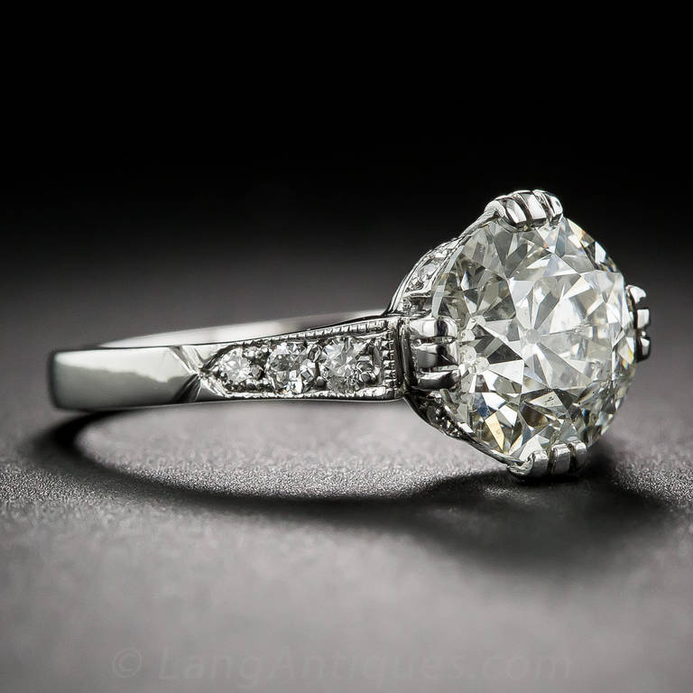 2.50 Carat Art Deco Platinum and Diamond Engagement Ring In Excellent Condition In San Francisco, CA