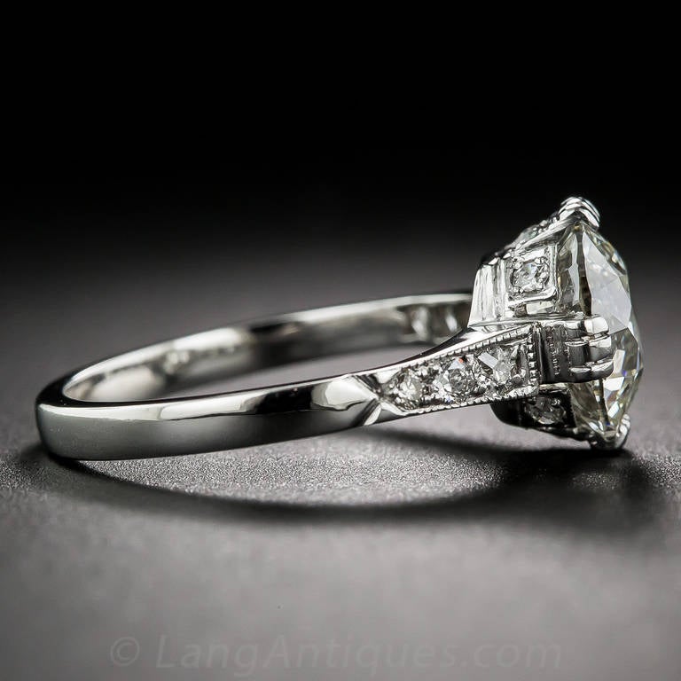 Women's 2.50 Carat Art Deco Platinum and Diamond Engagement Ring