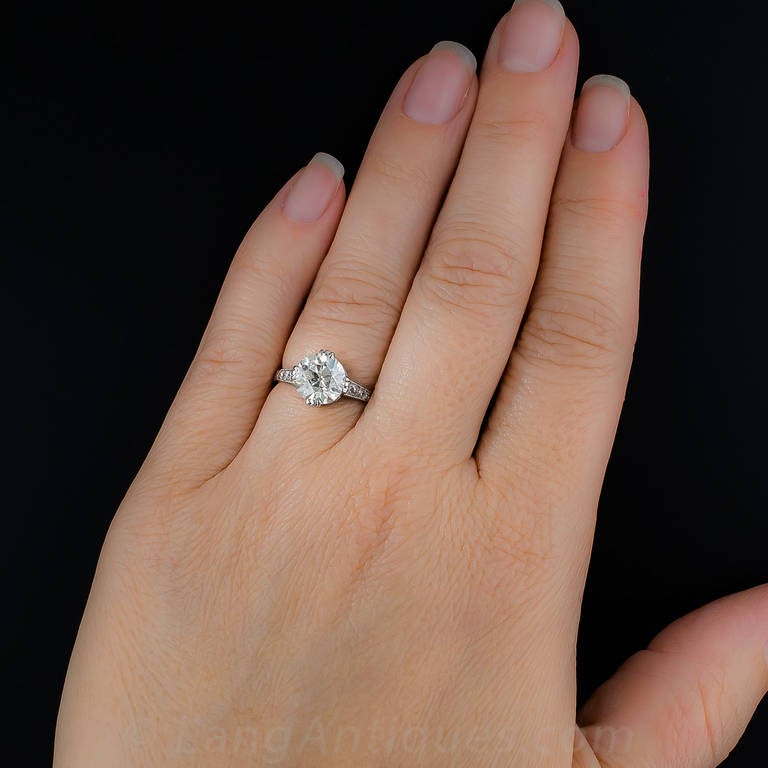2.50 Carat Art Deco Platinum and Diamond Engagement Ring 3