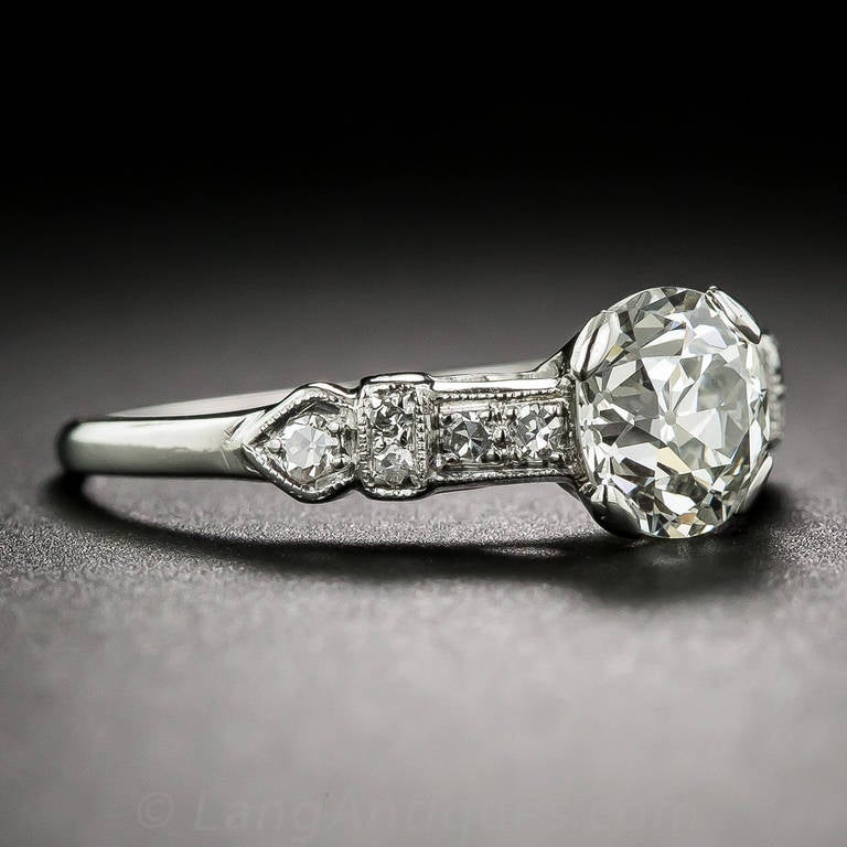 1.12 Carat Platinum and Diamond Art Deco Engagement Ring In Excellent Condition For Sale In San Francisco, CA
