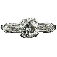 1.12 Carat Platinum and Diamond Art Deco Engagement Ring