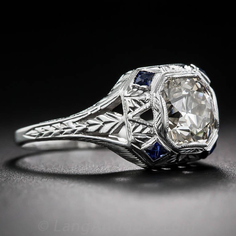 2.10 Carat Art Deco Diamond Engagement Ring In Excellent Condition In San Francisco, CA