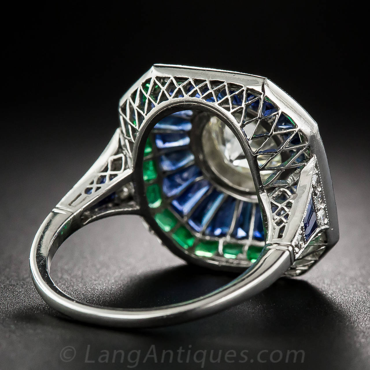 Women's 1.85 Carat Sapphire Emerald Diamond  Ring