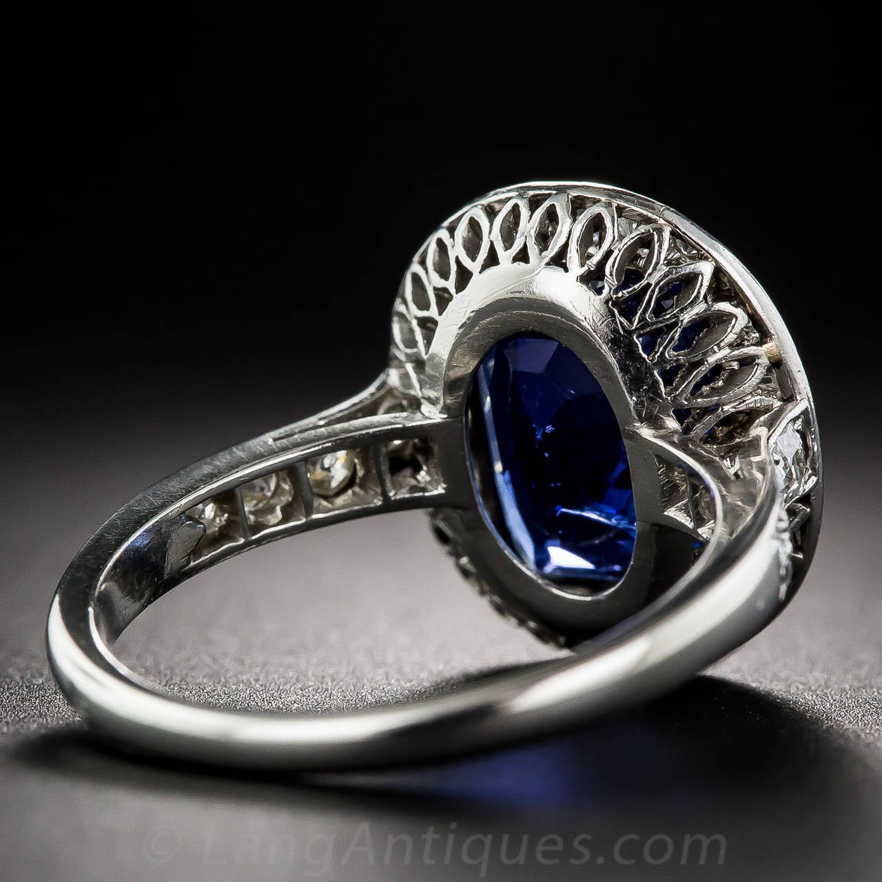 French  Art Deco 3.50 Carat No-Heat Burma Sapphire Diamond Ring 1