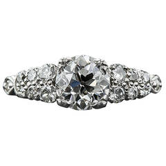 1.33 Carat Art Deco Diamond Platinum Ring GIA F VS2