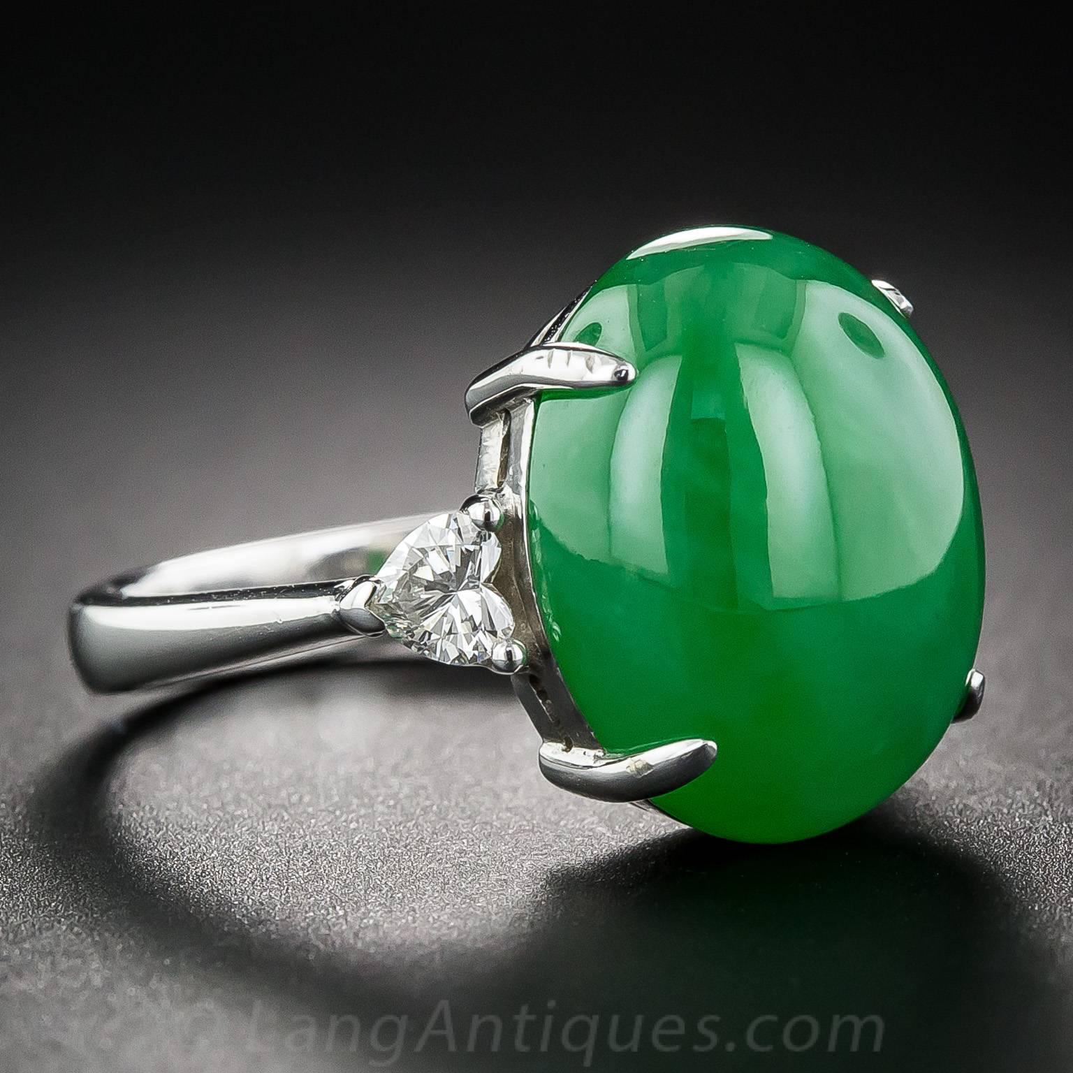 Natural Jadeite Diamond gold Ring In Excellent Condition In San Francisco, CA