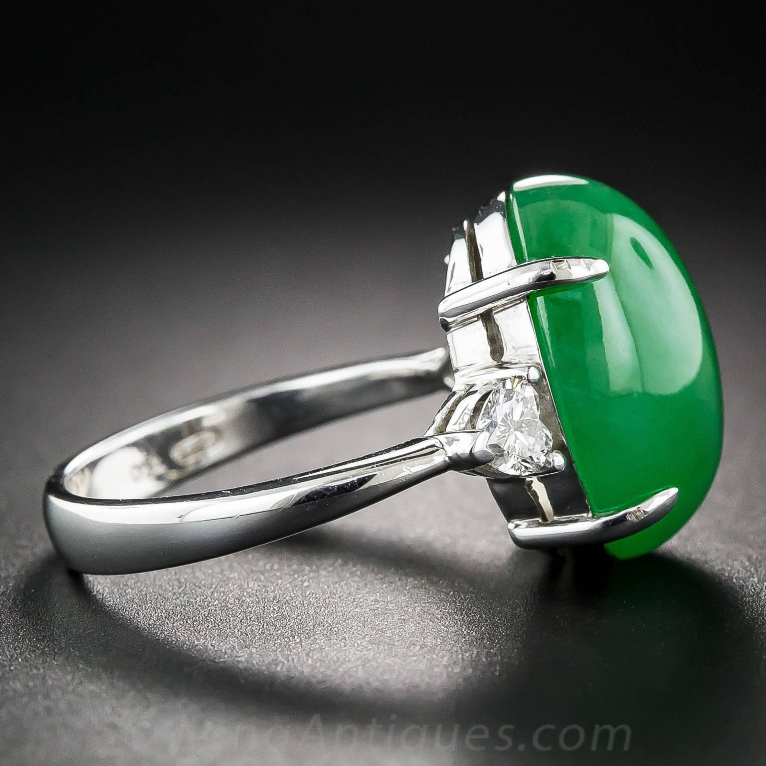 Women's Natural Jadeite Diamond gold Ring