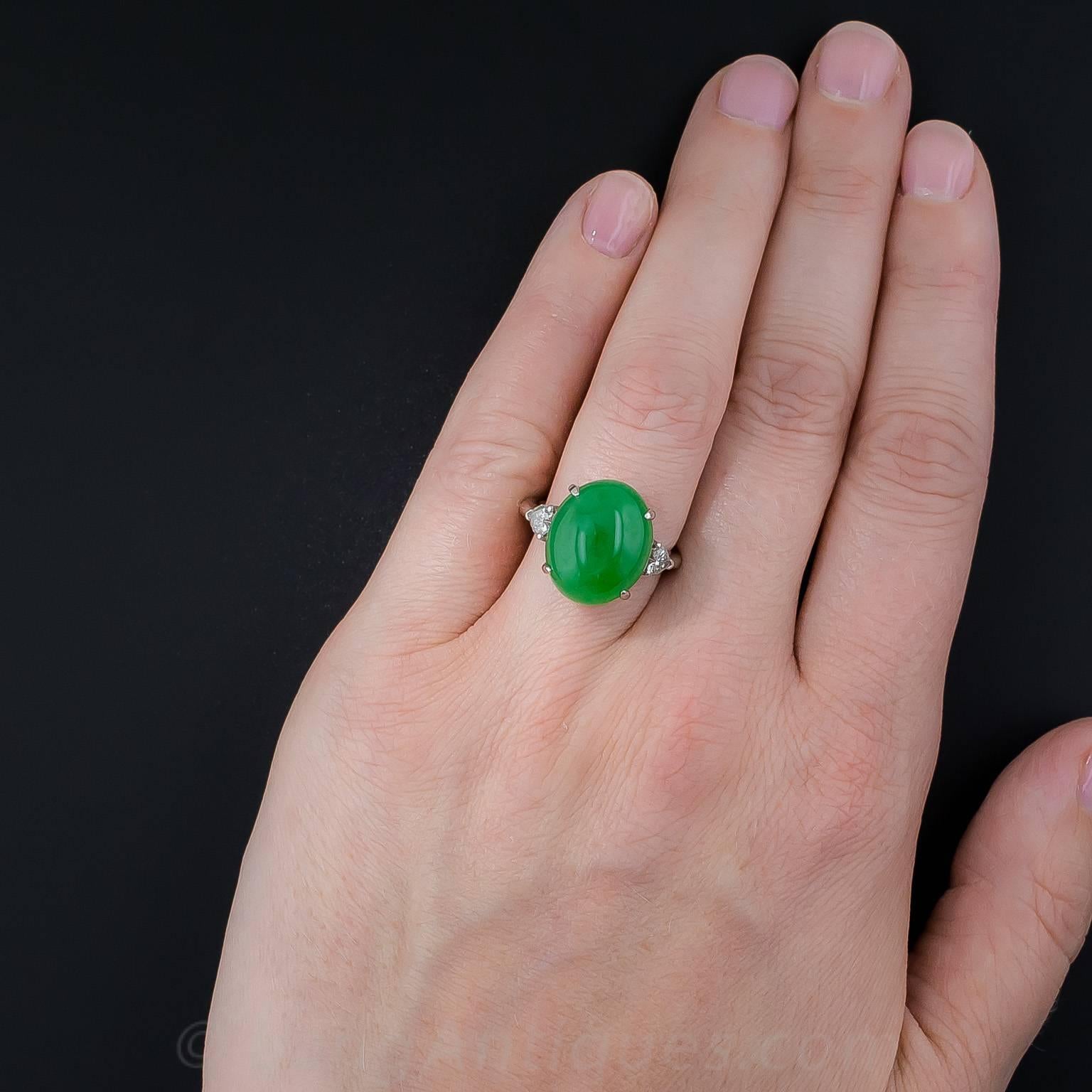 Natural Jadeite Diamond gold Ring 2