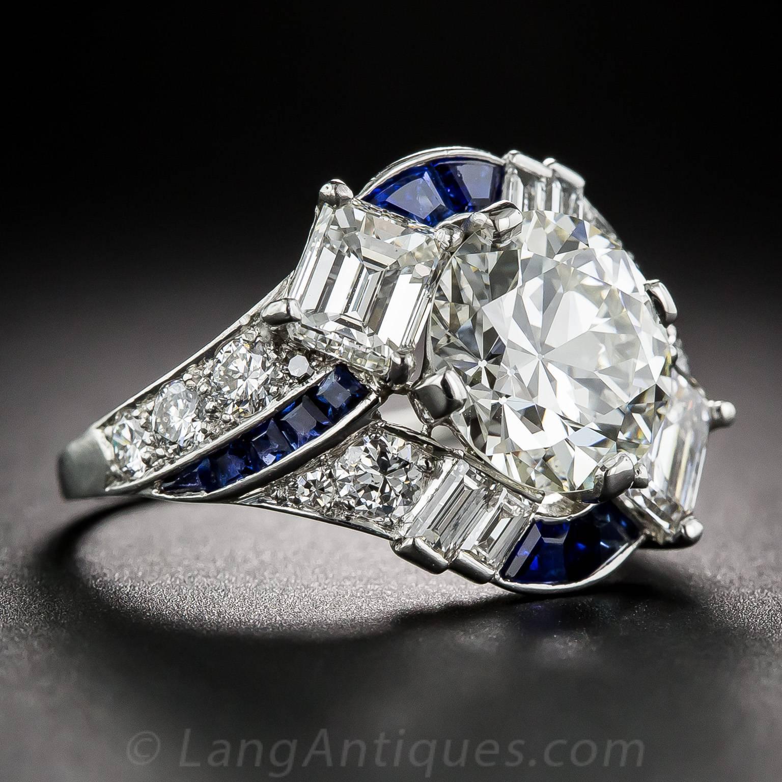 Raymond Yard 3.08 Carat Sapphire Diamond Platinum Ring In Excellent Condition For Sale In San Francisco, CA