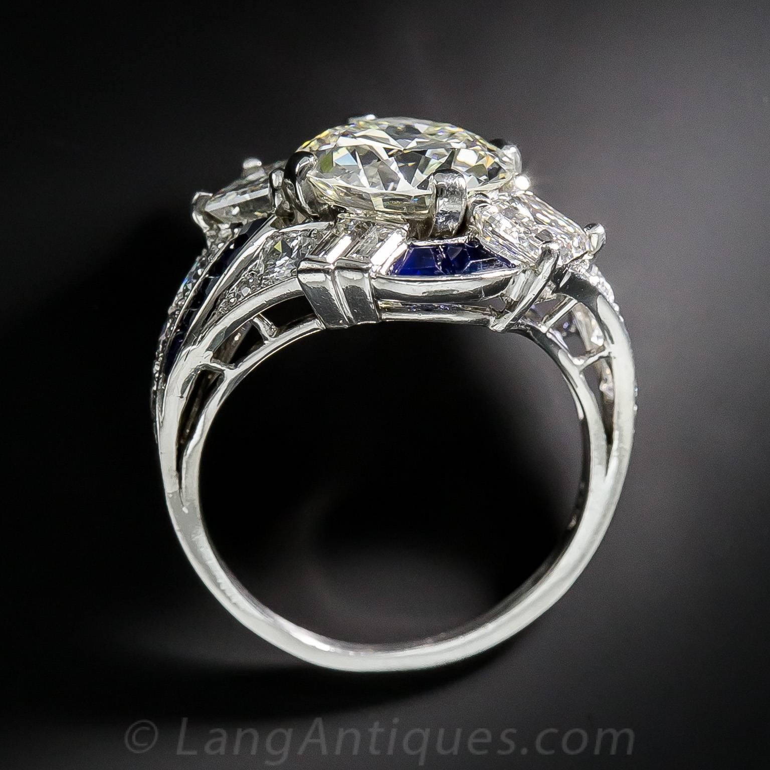 Raymond Yard 3.08 Carat Sapphire Diamond Platinum Ring For Sale 3