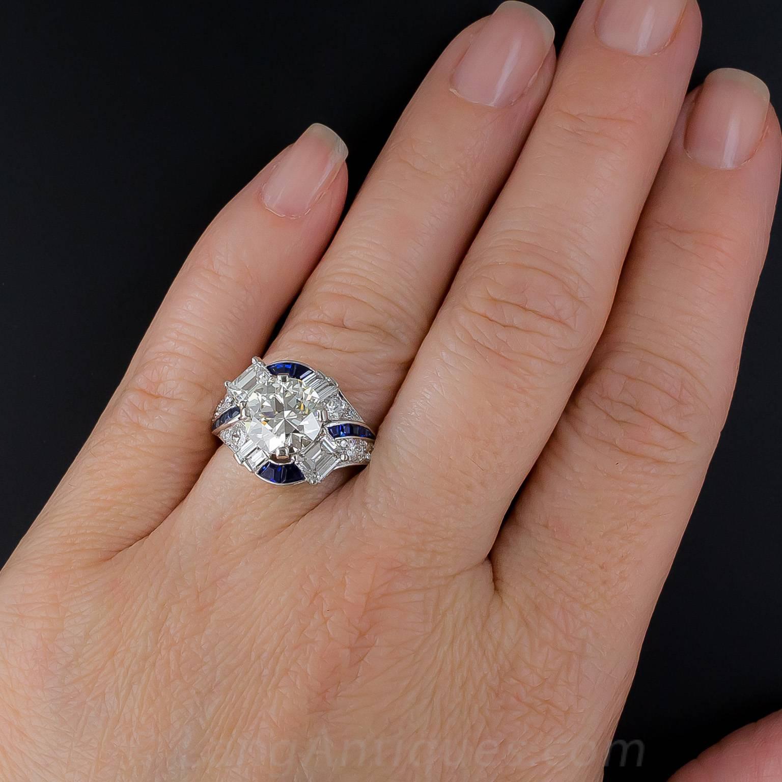 Raymond Yard 3.08 Carat Sapphire Diamond Platinum Ring For Sale 5