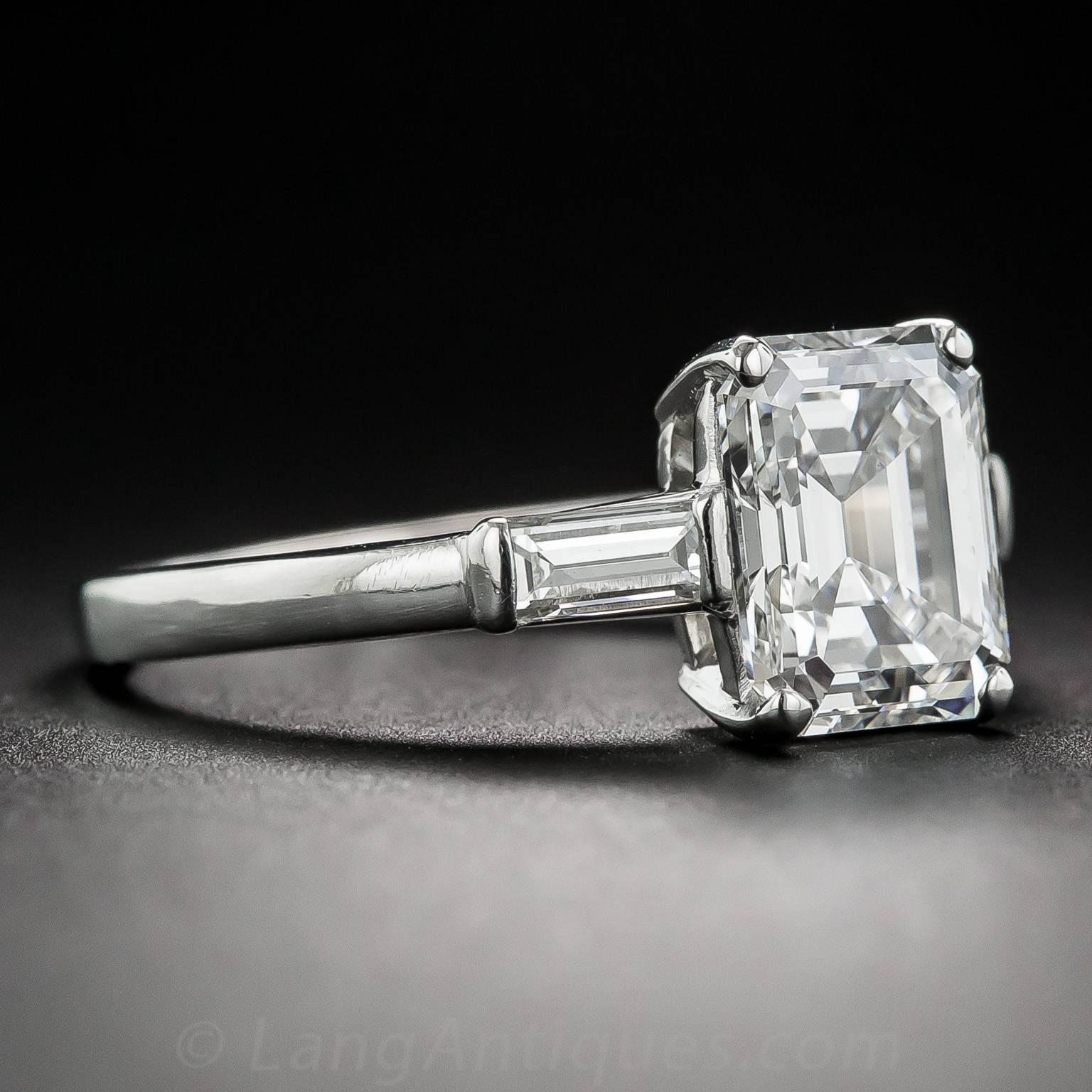Raymond Yard 2.21 Carat Emerald-Cut Diamond Platinum Ring  In New Condition In San Francisco, CA