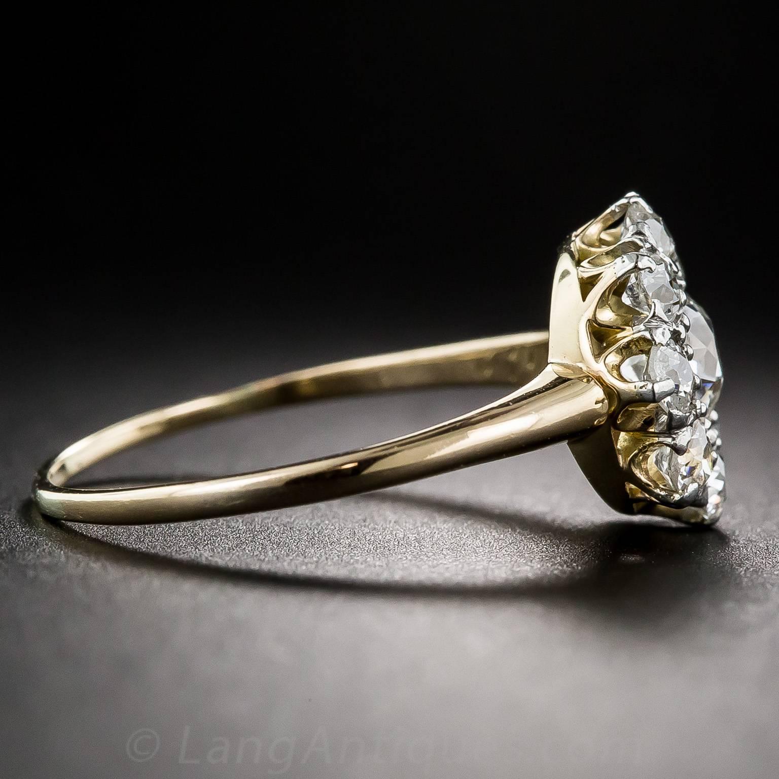 Women's Victorian Diamond Cluster Engagement Ring For Sale