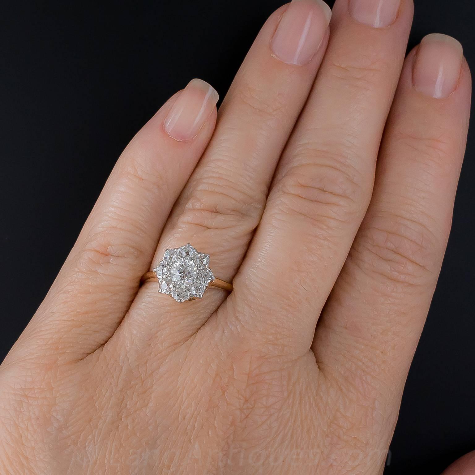 Victorian Diamond Cluster Engagement Ring For Sale 3