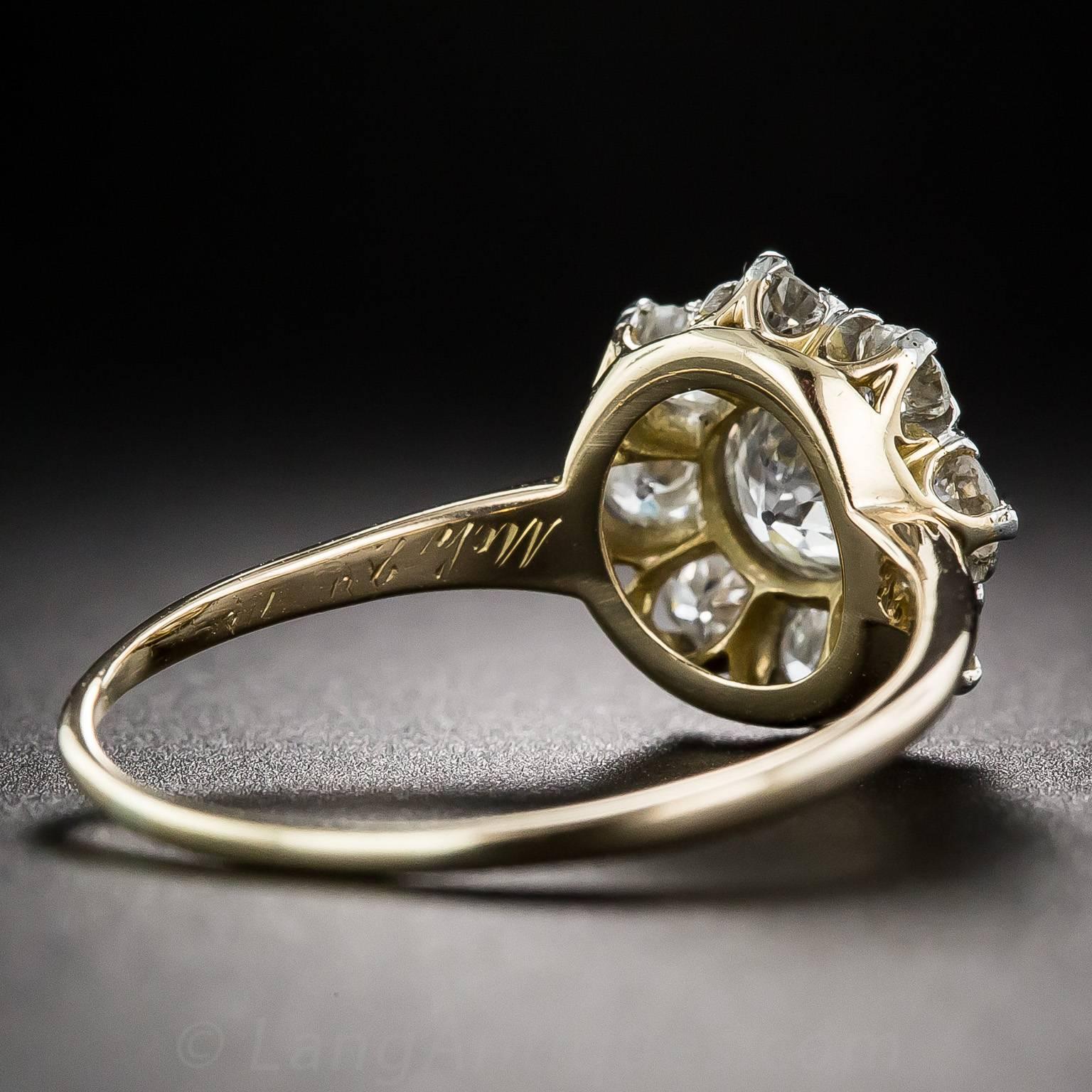 Victorian Diamond Cluster Engagement Ring For Sale 1