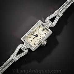 Cartier Lady's Platinum Diamond Bracelet Wristwatch