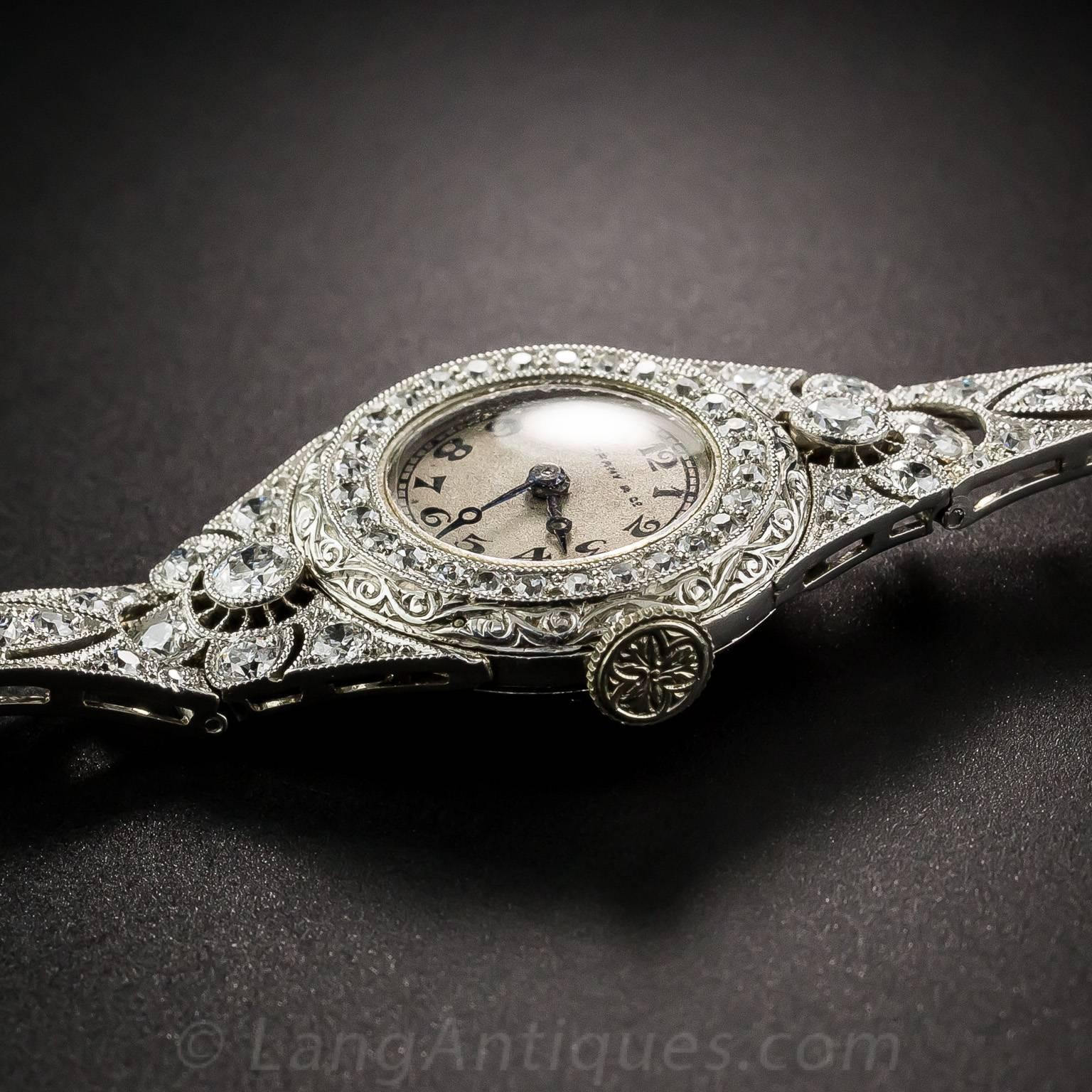 Tiffany & Co. Lady's Platinum Diamond Art Deco Wristwatch 1