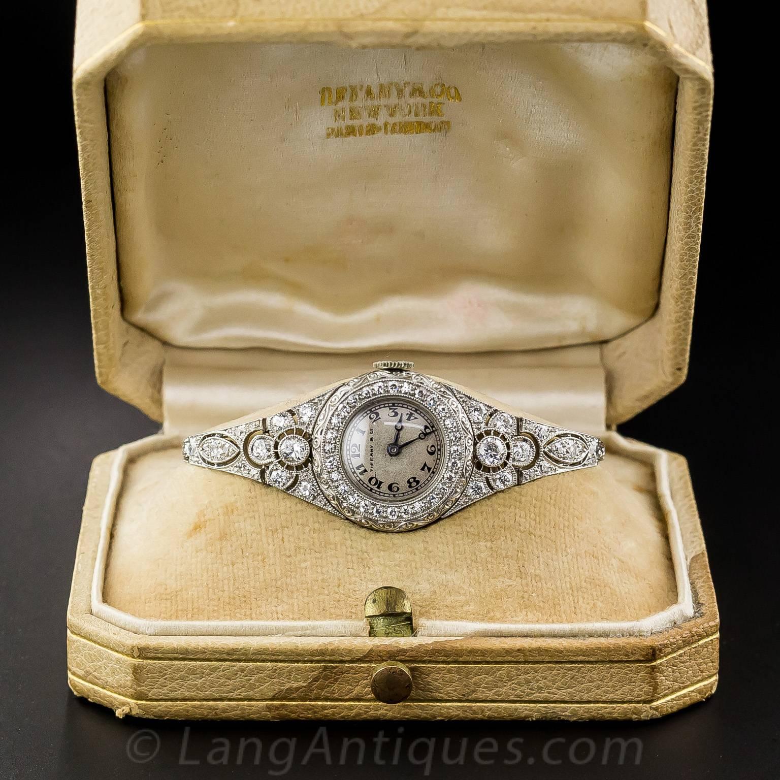 Tiffany & Co. Lady's Platinum Diamond Art Deco Wristwatch 2