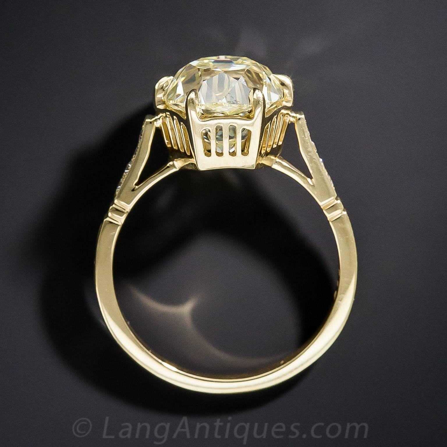 Women's 4.10 Carat Cushion-Cut Diamond Gold Ring