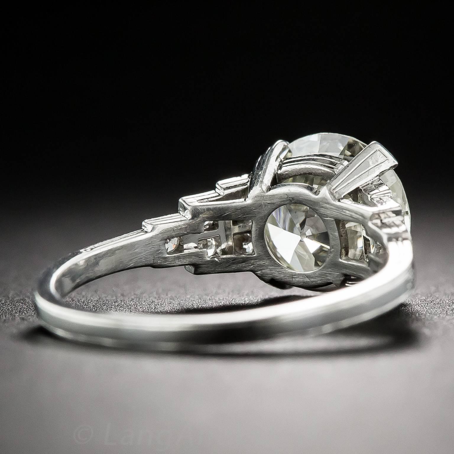 Art Deco 2.58 Carat GIA Cert Old European-Cut Diamond Platinum Ring 1