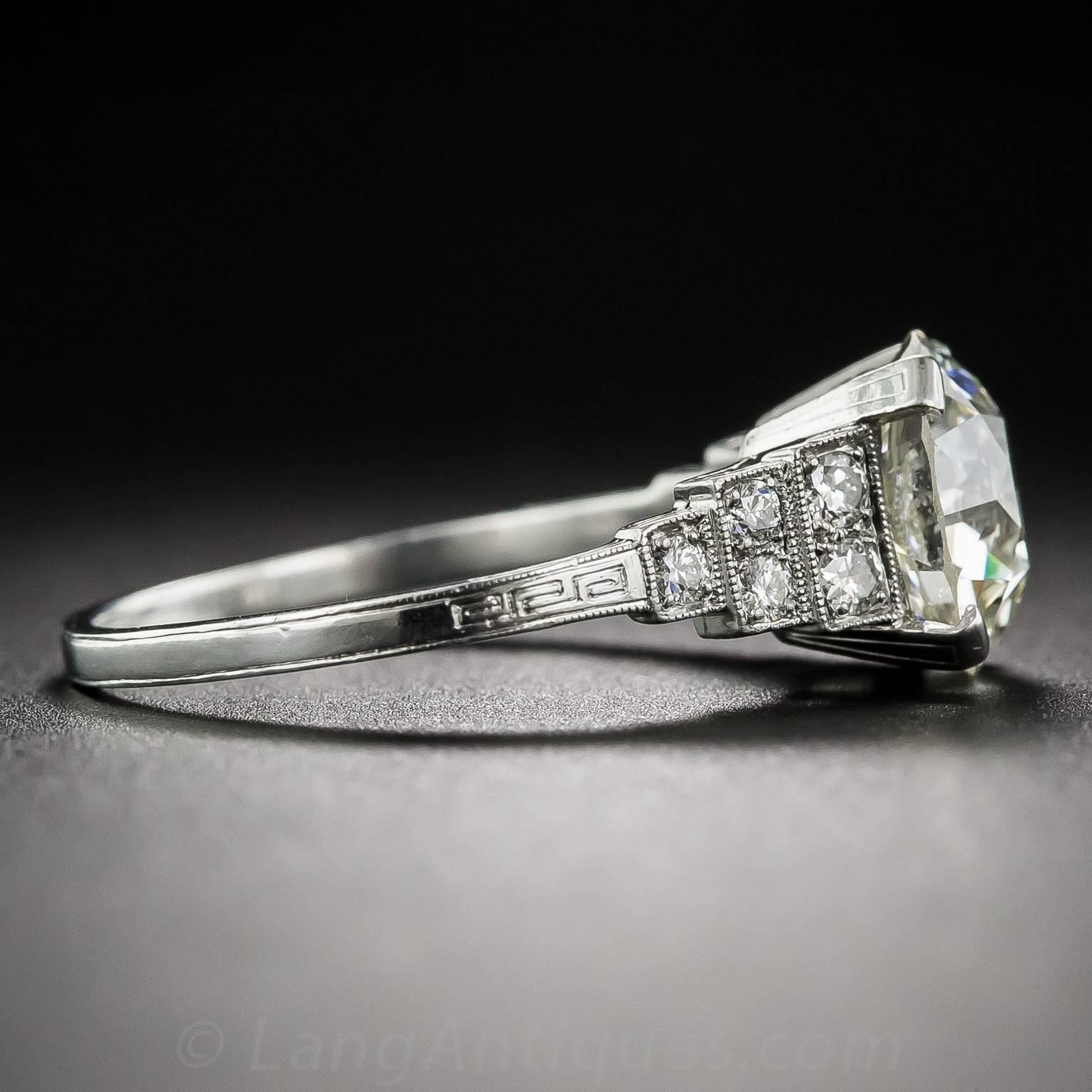 Women's Art Deco 2.58 Carat GIA Cert Old European-Cut Diamond Platinum Ring