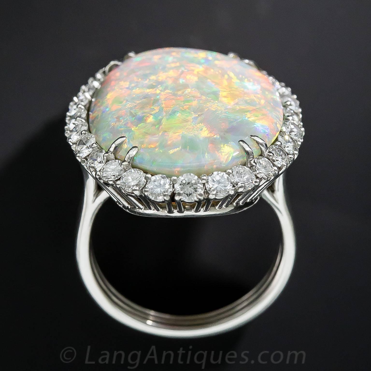 14.15 Carat Opal and Diamond Ring For Sale 3