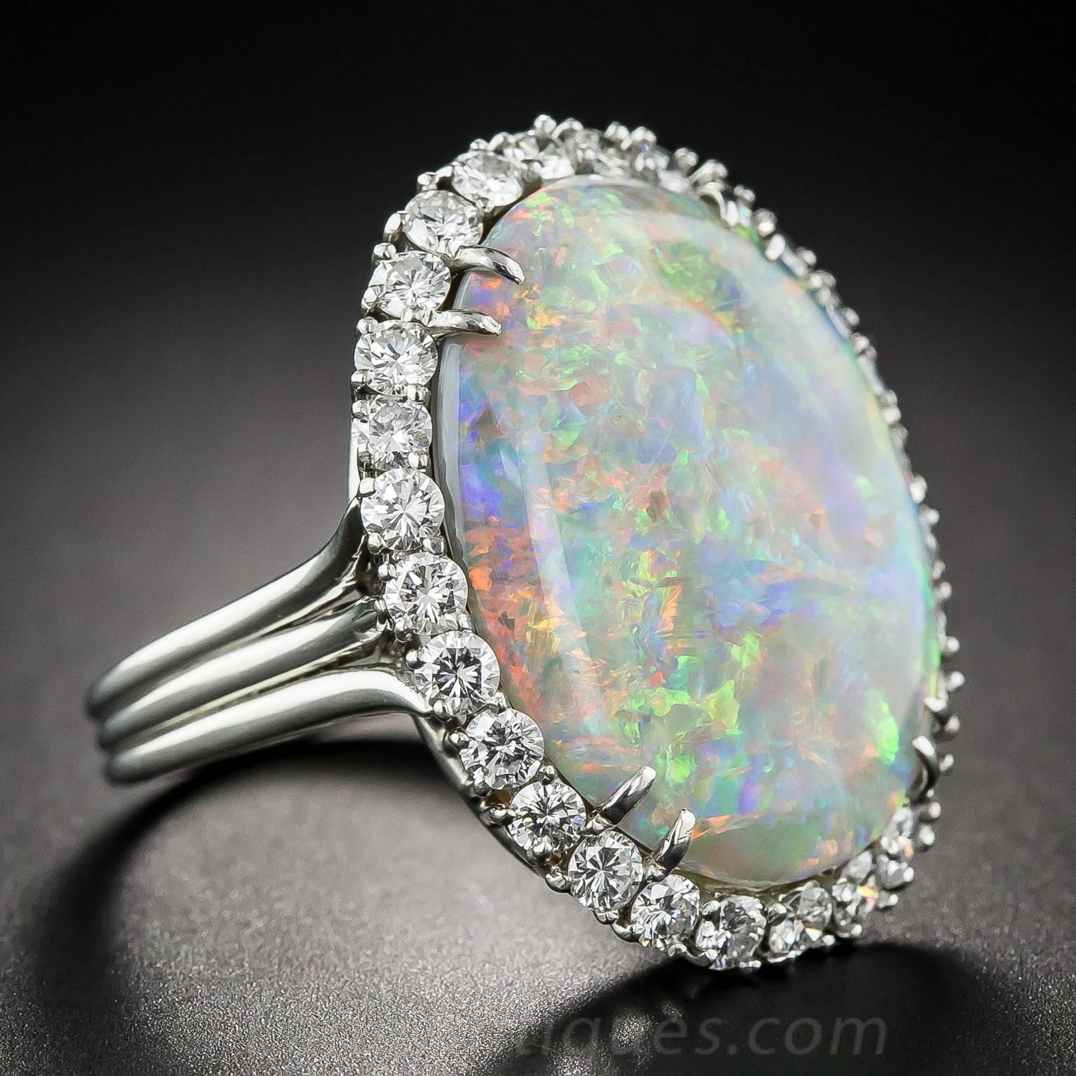 14.15 Carat Opal and Diamond Ring In Excellent Condition For Sale In San Francisco, CA