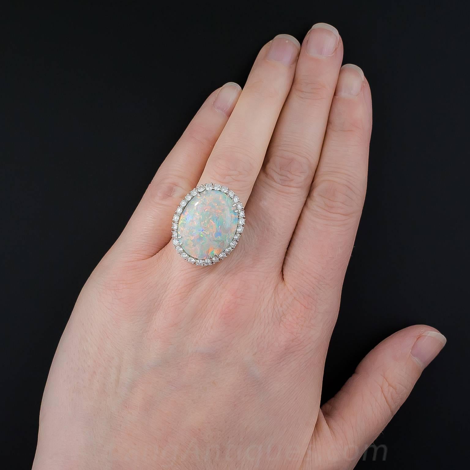 14.15 Carat Opal and Diamond Ring For Sale 4