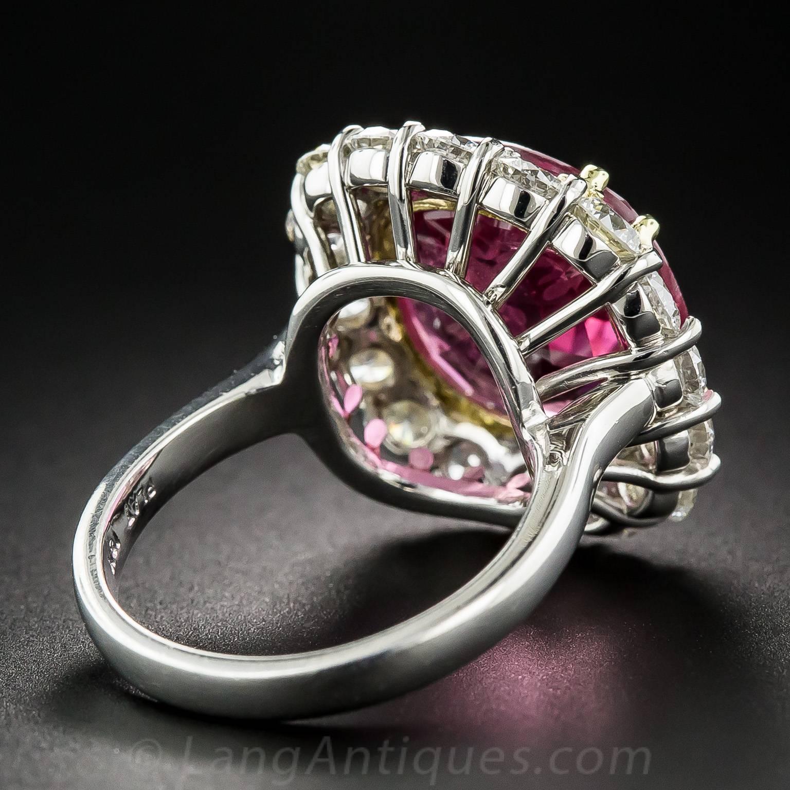 Women's 9.82 Carat Cushion-Cut Ruby and Diamond Ring
