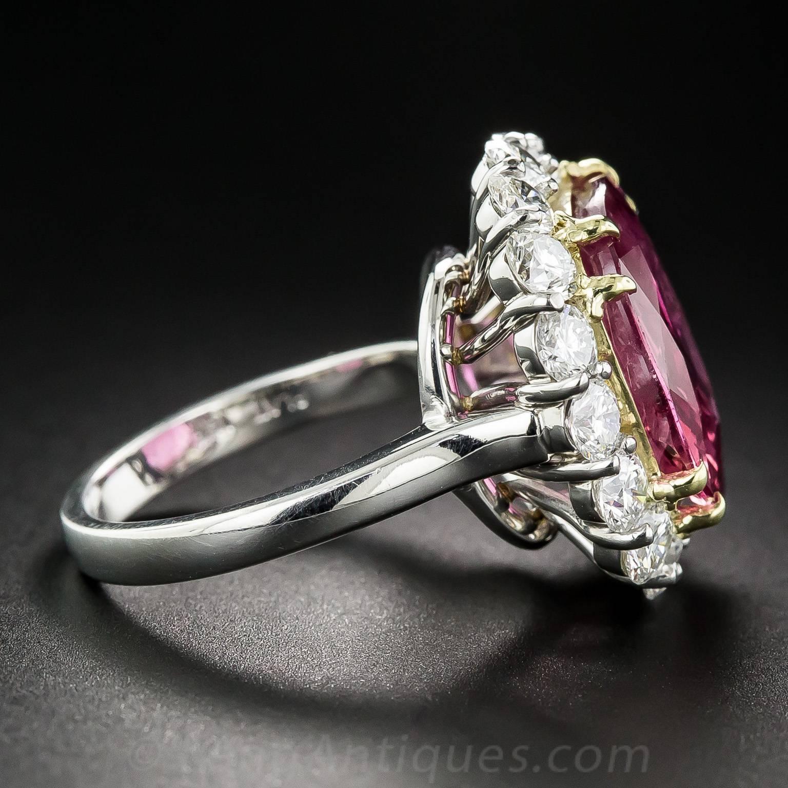 9.82 Carat Cushion-Cut Ruby and Diamond Ring In New Condition In San Francisco, CA