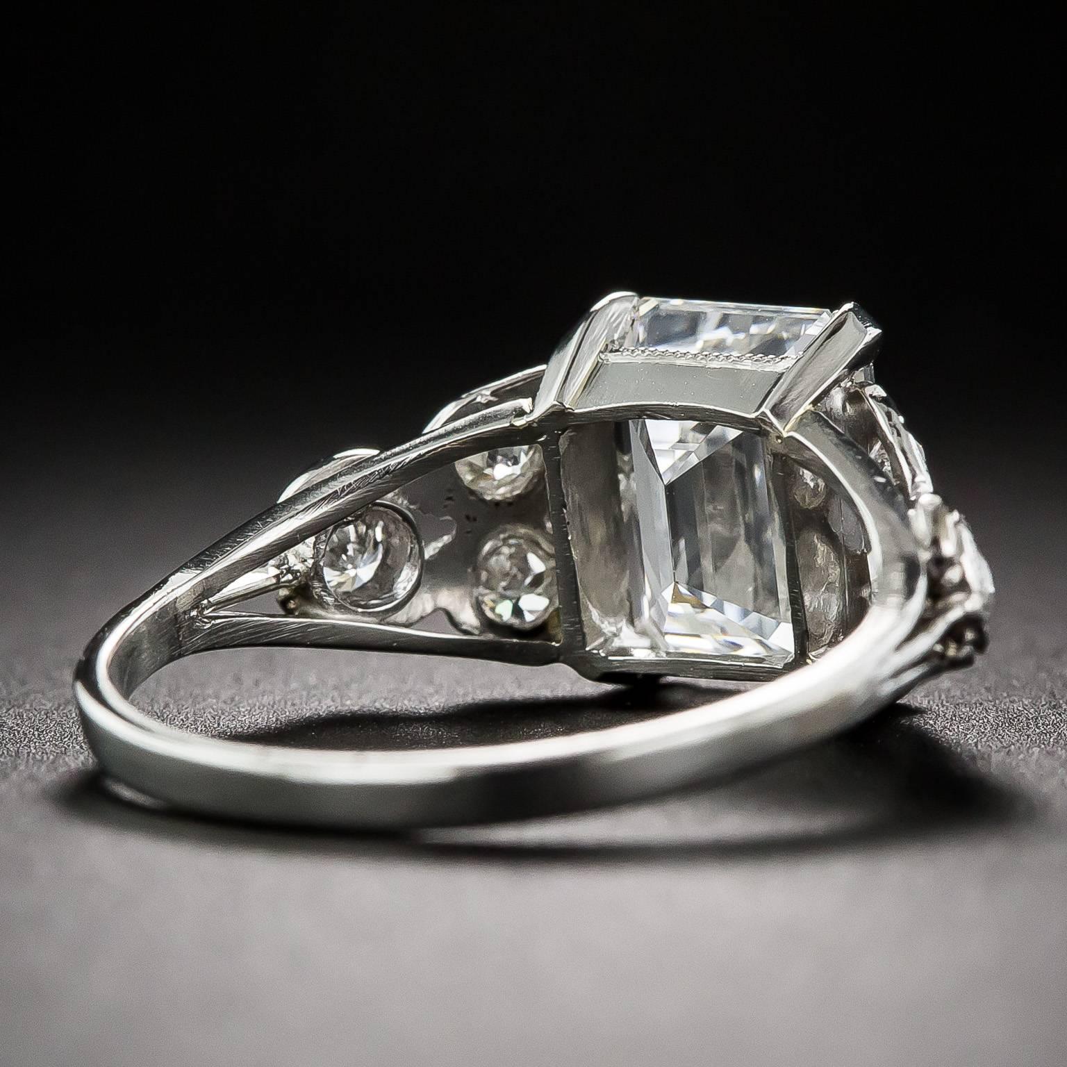 Art Deco 2.03 Carat GIA Cert Emerald Cut Diamond Engagement Ring  1