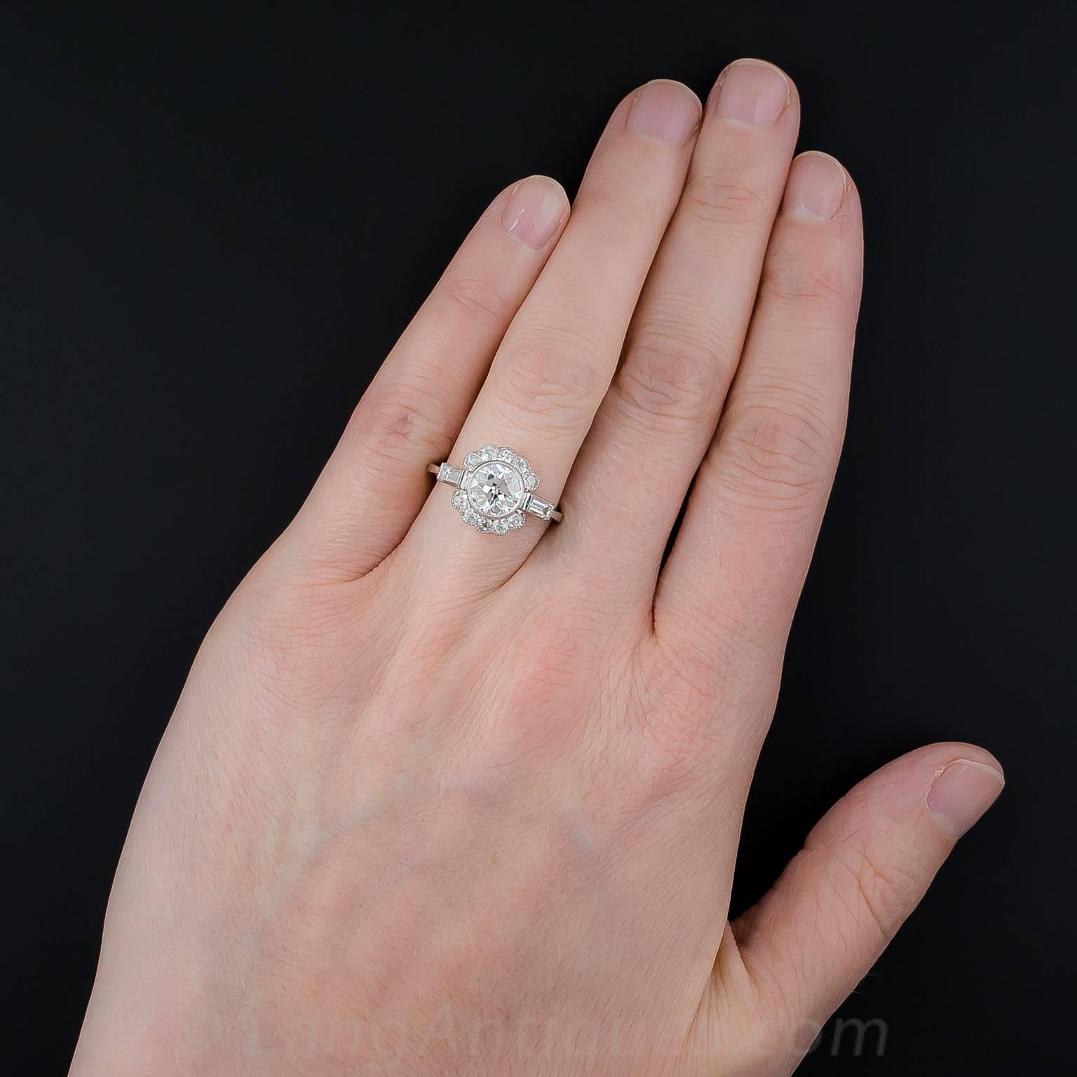 1.58 Carat Diamond Platinum Engagement Ring - GIA 2