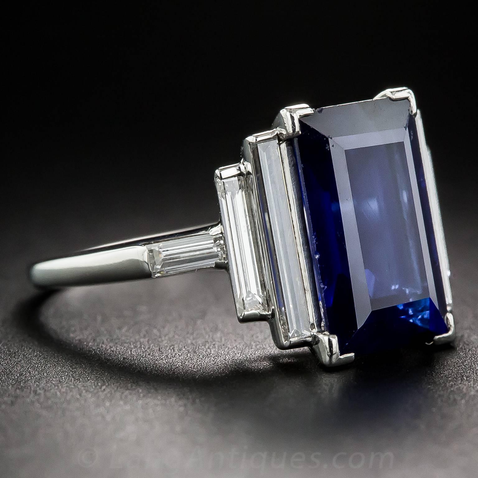 rectangular cut sapphire ring