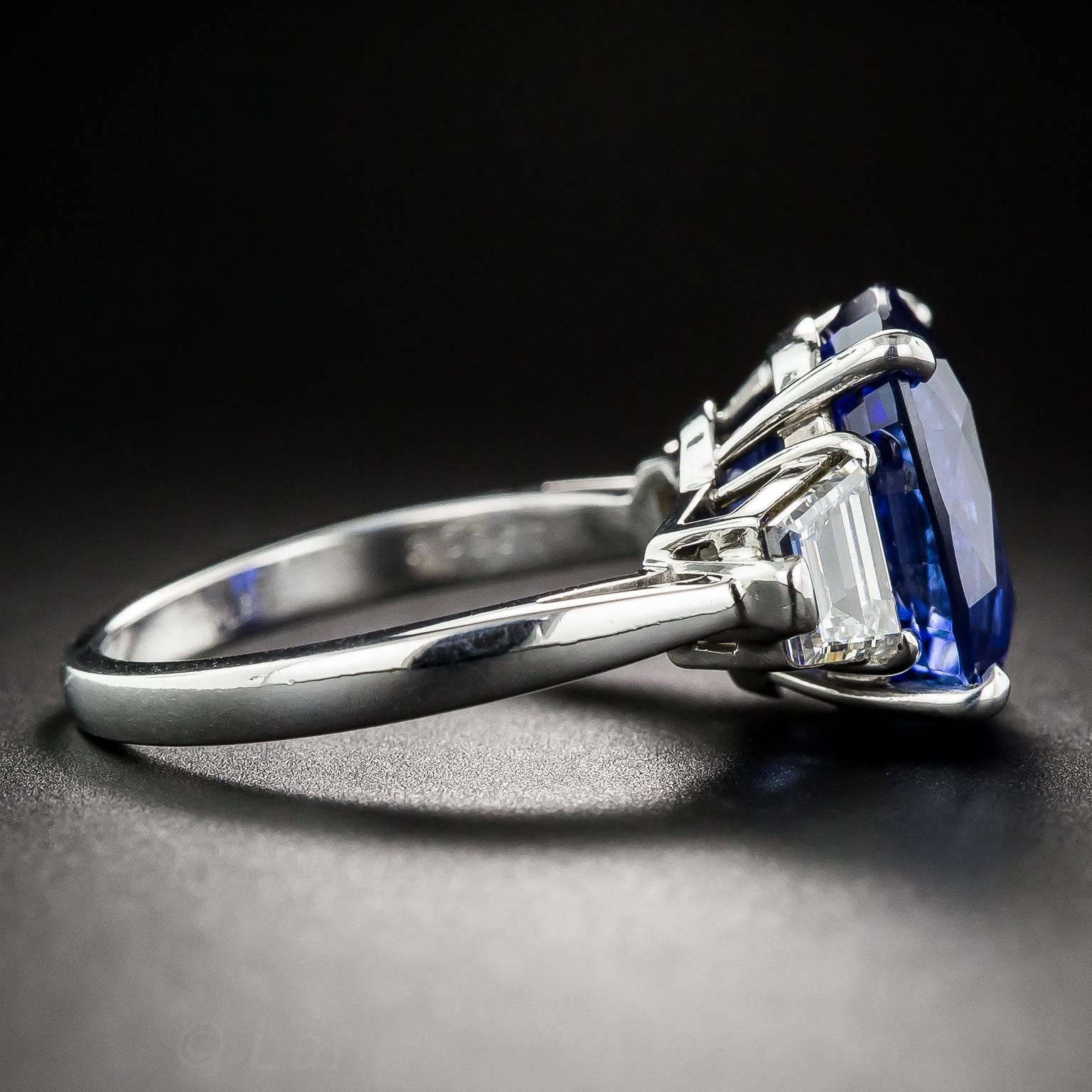 9.48 Carat Gem Ceylon Sapphire Diamond Platinum Ring In New Condition For Sale In San Francisco, CA