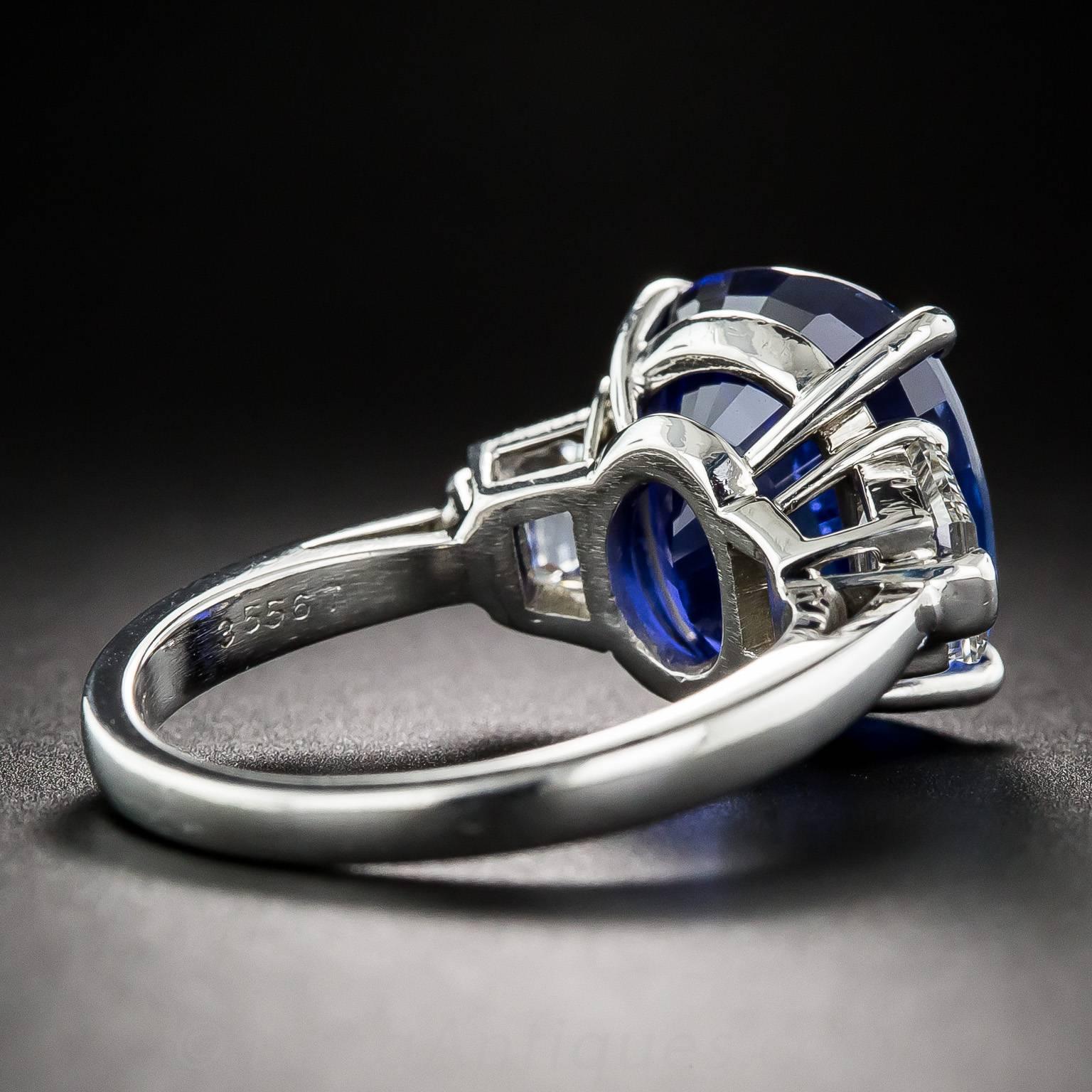 Women's 9.48 Carat Gem Ceylon Sapphire Diamond Platinum Ring For Sale