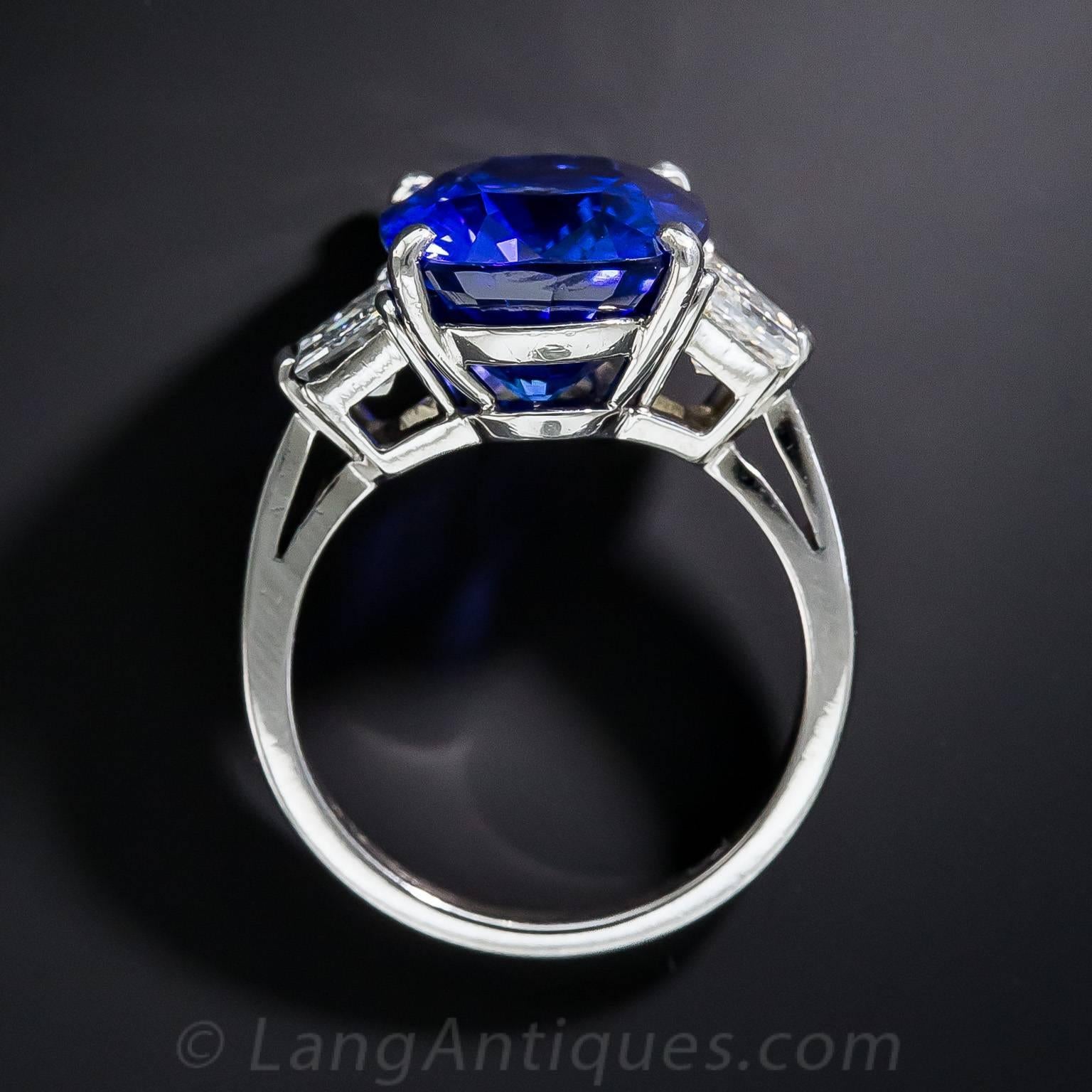 9.48 Carat Gem Ceylon Sapphire Diamond Platinum Ring For Sale 1