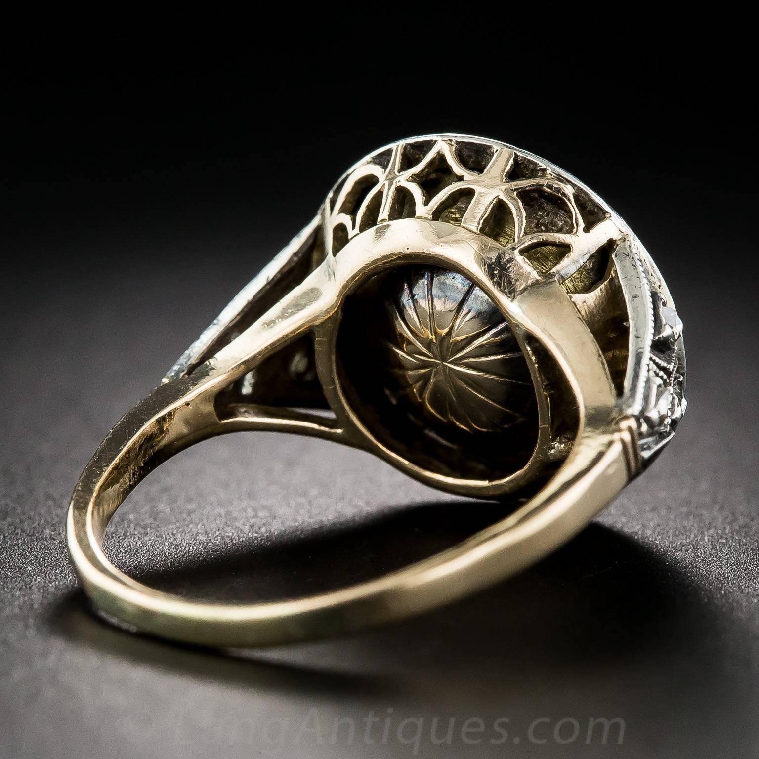 Women's or Men's Large Rose-Cut Diamond Solitaire Ring