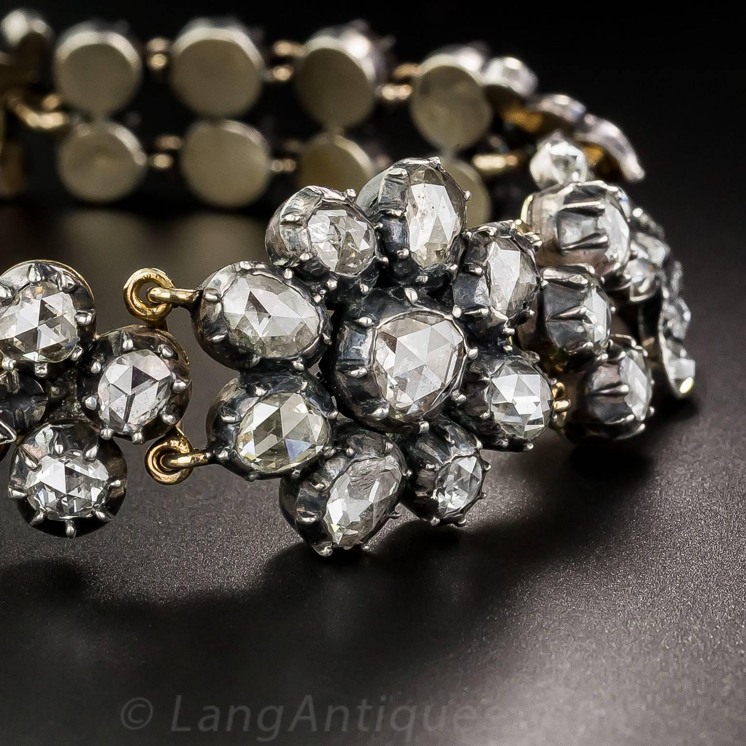 Women's or Men's Antique French Import Rose-Cut Diamond Bracelet 