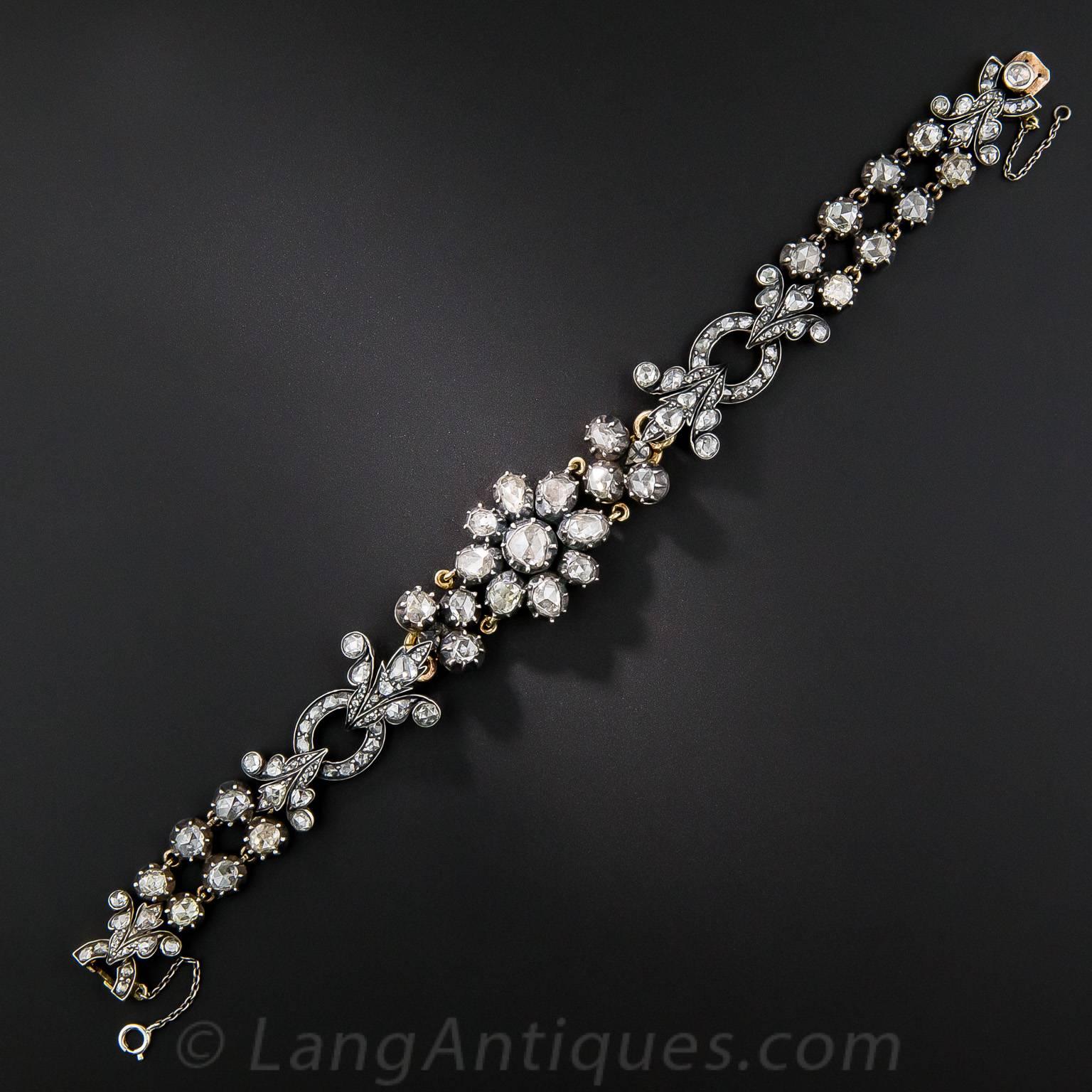 Antique French Import Rose-Cut Diamond Bracelet  In Good Condition In San Francisco, CA