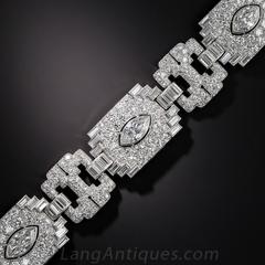 Art Deco Exceptional 23 Carats Diamonds Platinum Bracelet