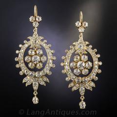 Victorian Diamond Gold Chandelier Earrings