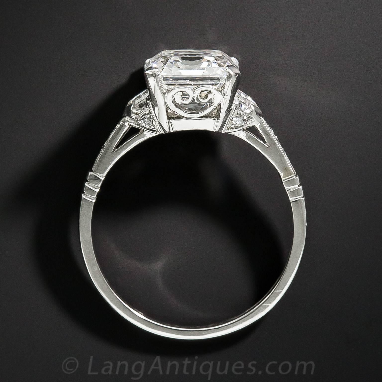 2.91 Asscher-Cut Diamond Solitiare Art Deco Ring - GIA G/VS2 2
